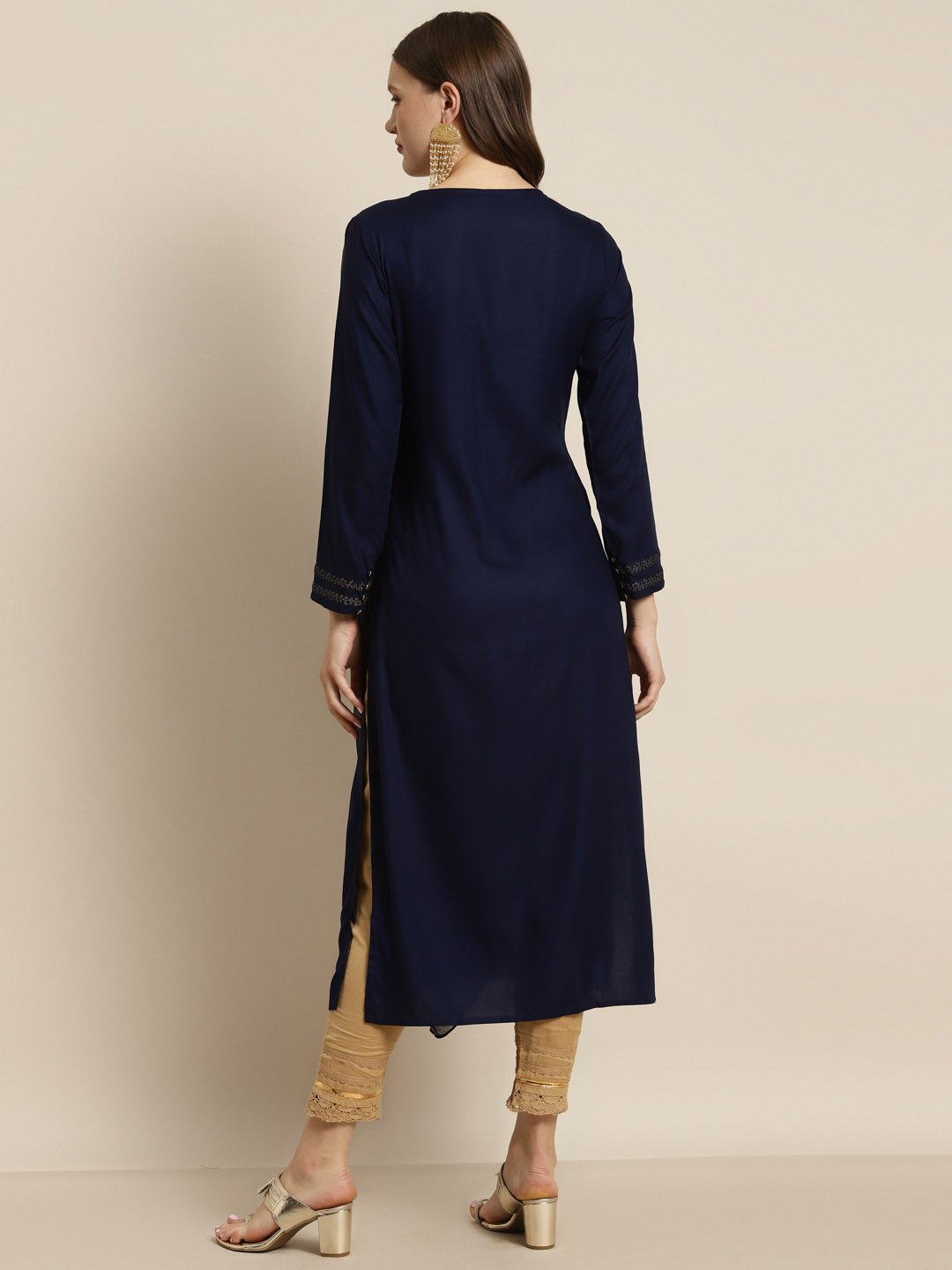 Women's Rayon Kurta with Chiffon Drape