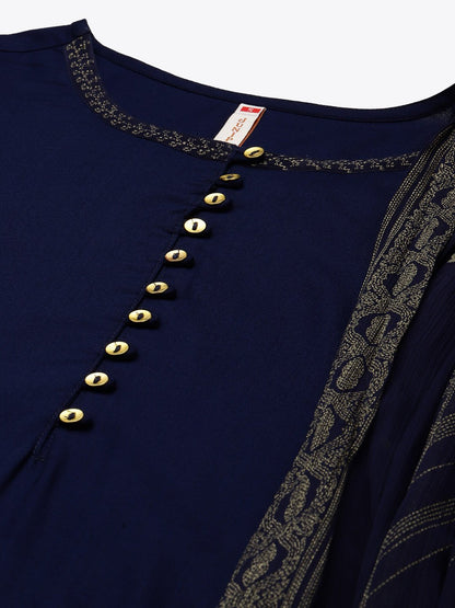 Women's Rayon Kurta with Chiffon Drape