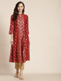 Women's Chanderi Silk Gold Foil Print Anarkali Kurta with Shantoon Inner