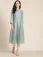 Women's Chanderi Silk Gold Foil Print Anarkali Kurta with Shantoon Inner