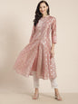 Women's Chanderi Silk Gold Foil Print Anarkali Kurta with Shantoon Inner