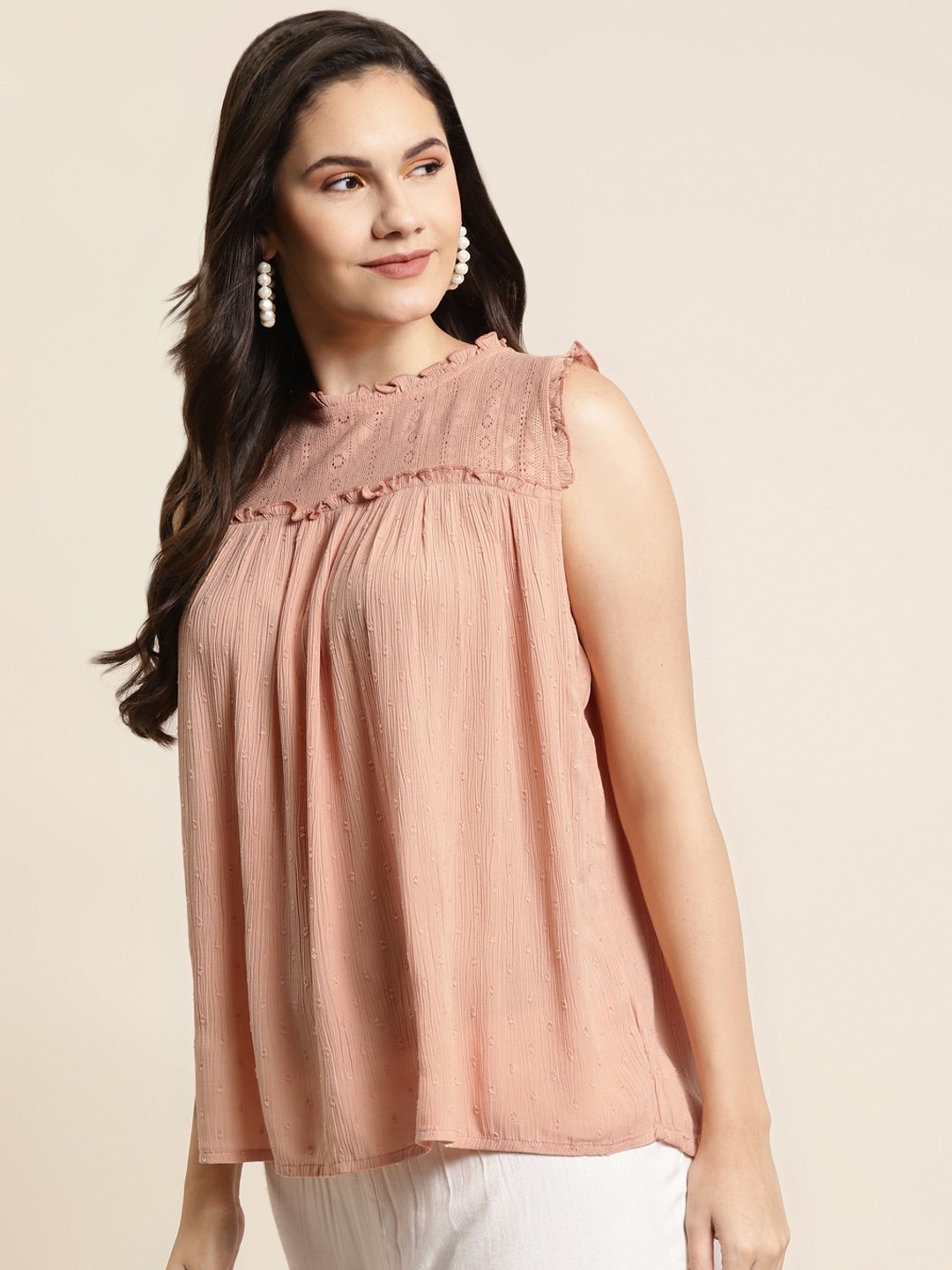 Women's Rayon Crepe Self Design Straight To