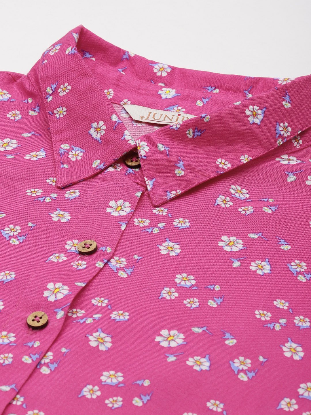 Women's Pink Rayon Floral Print Top