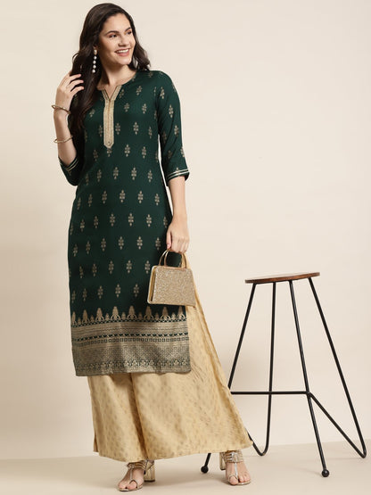 Women's Rayon Printed Straight Kurt