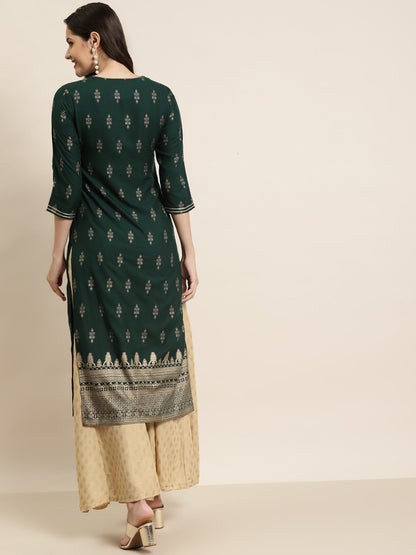 Women's Rayon Printed Straight Kurt