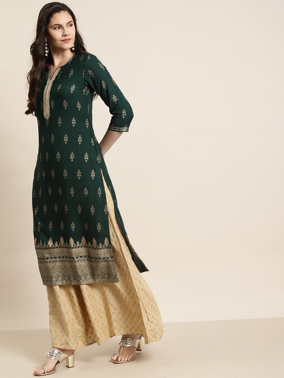 Women's Rayon Printed Straight Kurt