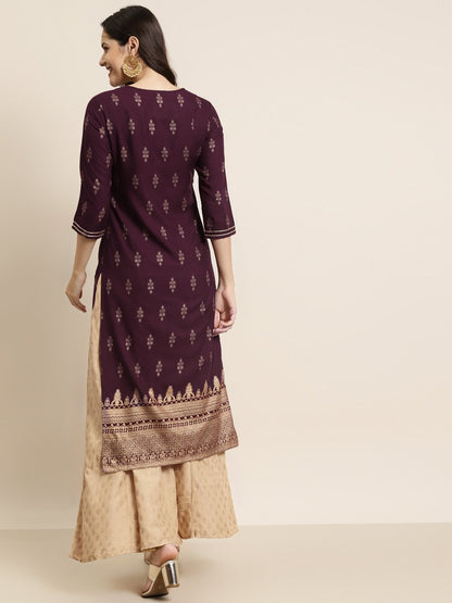 Women's Rayon Printed Straight Kurt