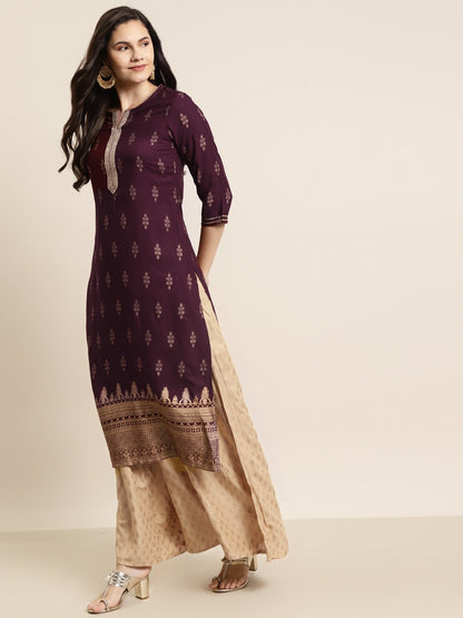 Women's Rayon Printed Straight Kurt
