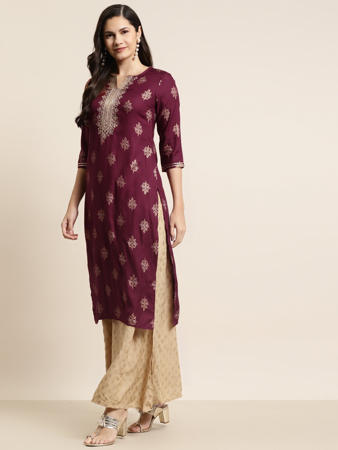 Women's Rayon Dobby Printed Straight Kurt