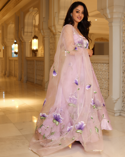 Women's Pretty Purple Handpainted Suit Set