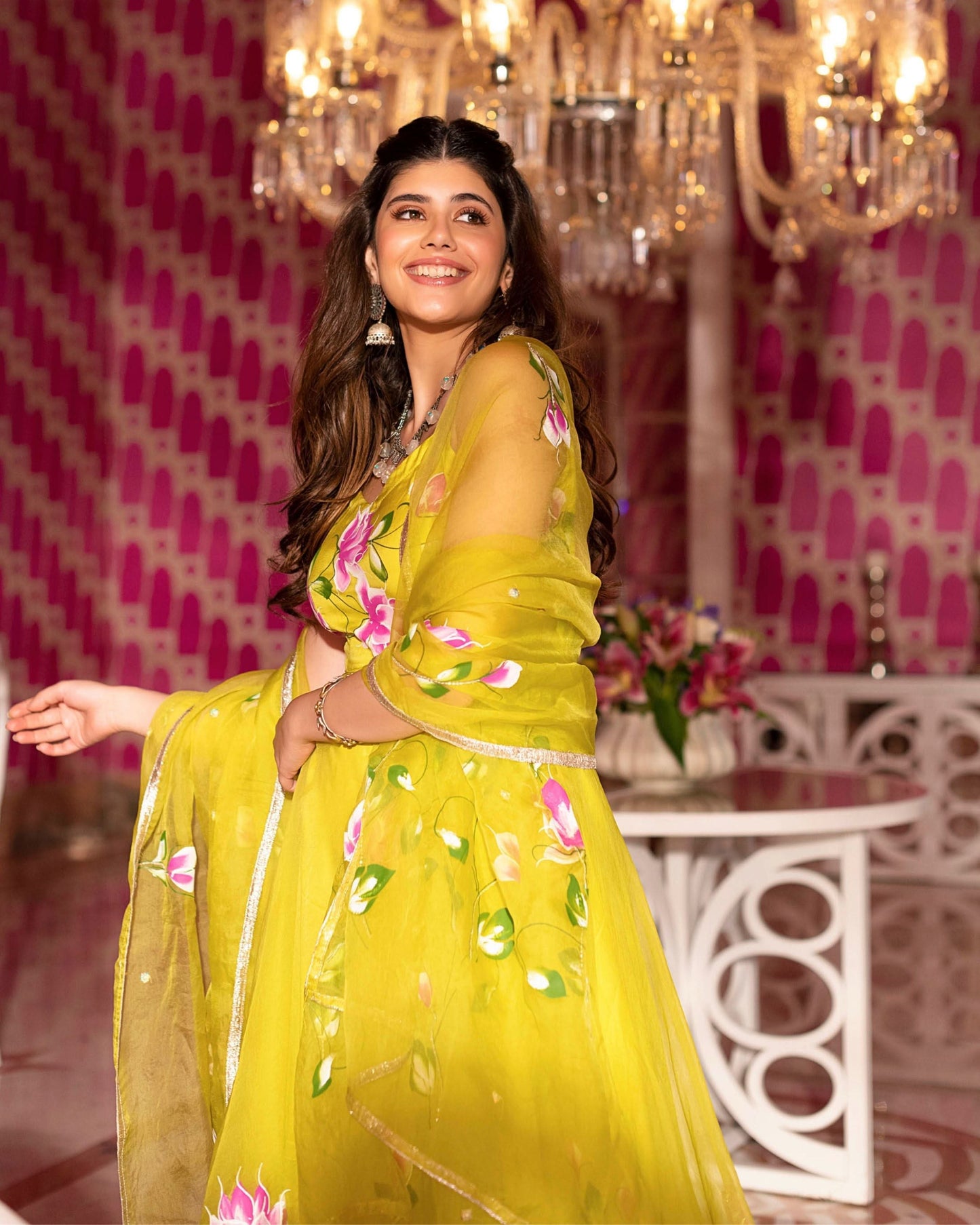 Women's Chamki Handpainted Organza Suit Set