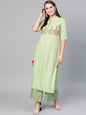 Women's  Green Yoke Design Kurta with Palazzos