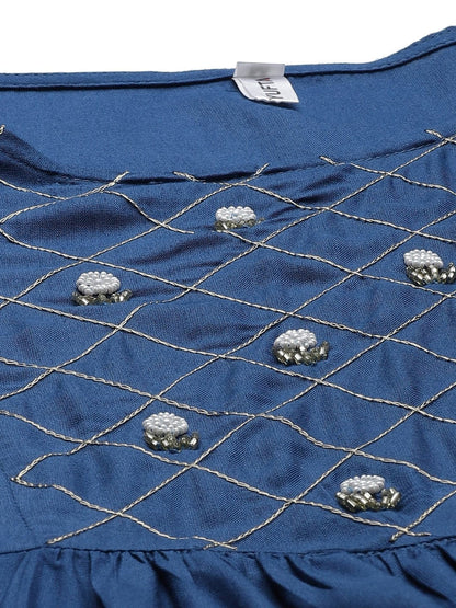 Women's Royal Blue & Offwhite Kurta Set
