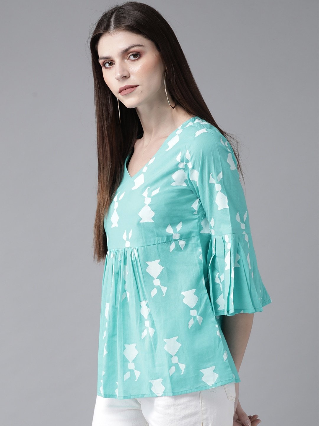Women's Blue & White Printed Tunic