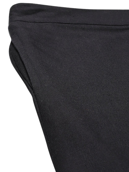 Women's  Black Cotton Flex Solid Stylized Dhoti Pant