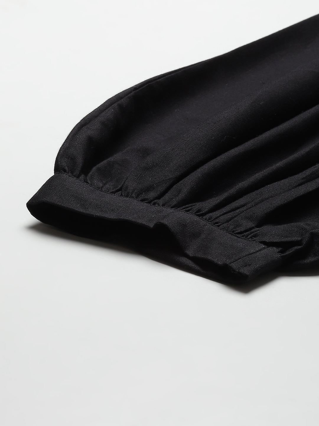 Women's  Black Cotton Flex Solid Stylized Dhoti Pant