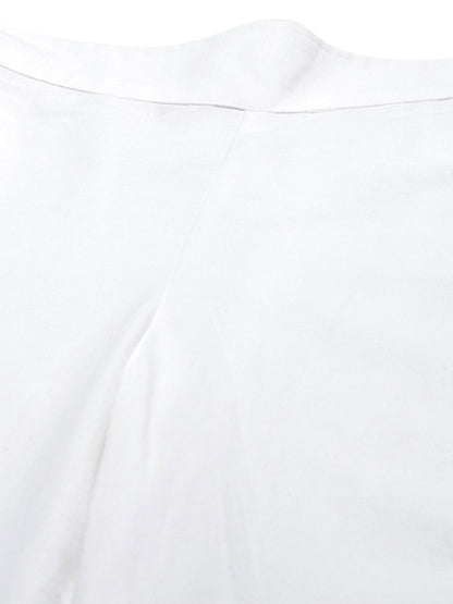 Women's  White Cotton Flex Solid Stylized Dhoti Pant