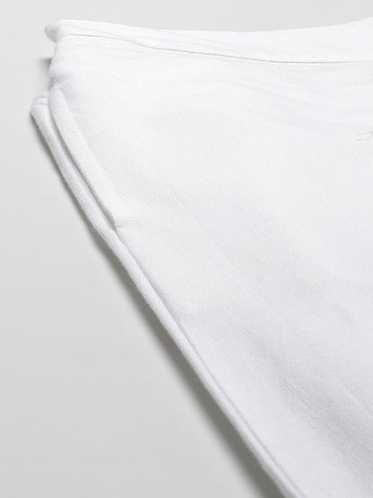 Women's  White Cotton Flex Solid Stylized Dhoti Pant