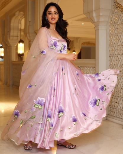 Women's Pretty Purple Handpainted Suit Set