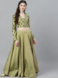 Women's Green Flock Printed Lehenga Choli Se