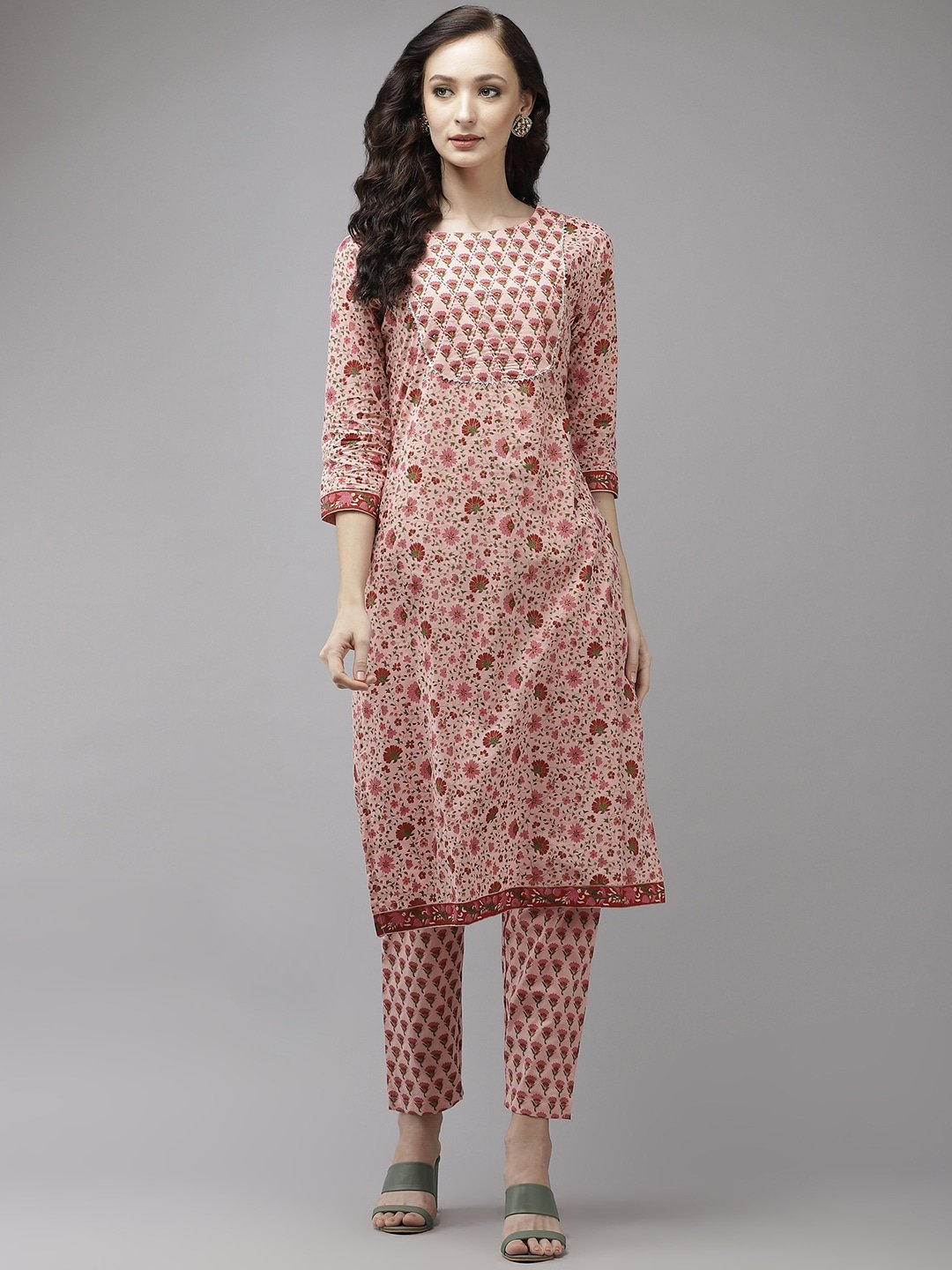 Women's Pink Floral Kurta Set