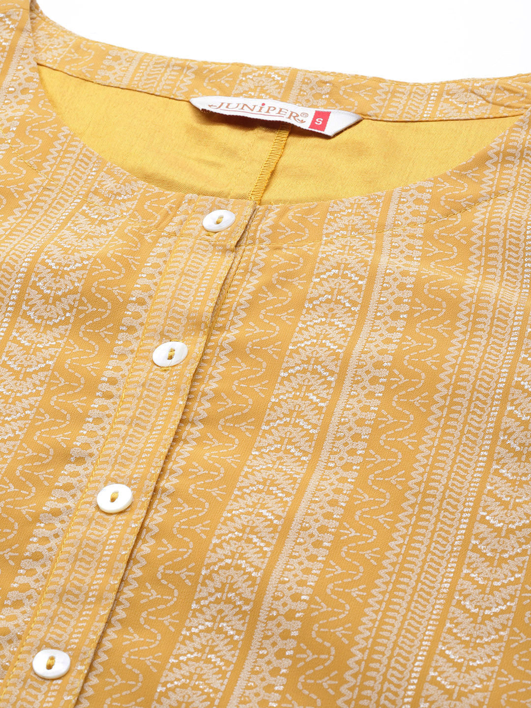 Women's  Yellow Georgette Printed High-Low Tunic