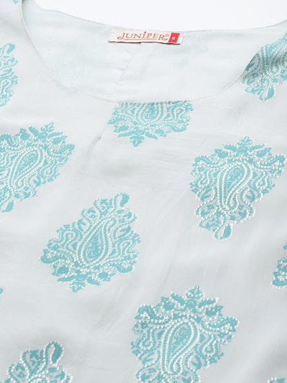 Women's  Bluemulti Georgette Printed Straight Tunic