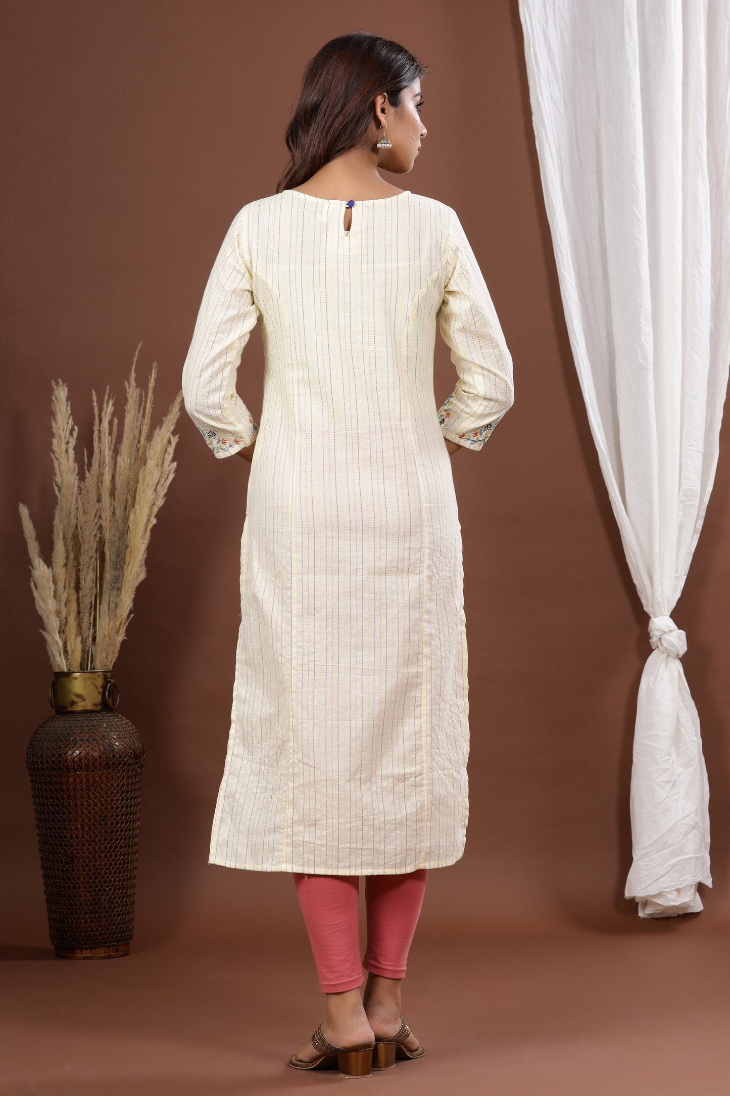 Women's Yellow Embroidered Kurta