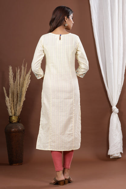 Women's Yellow Embroidered Kurta