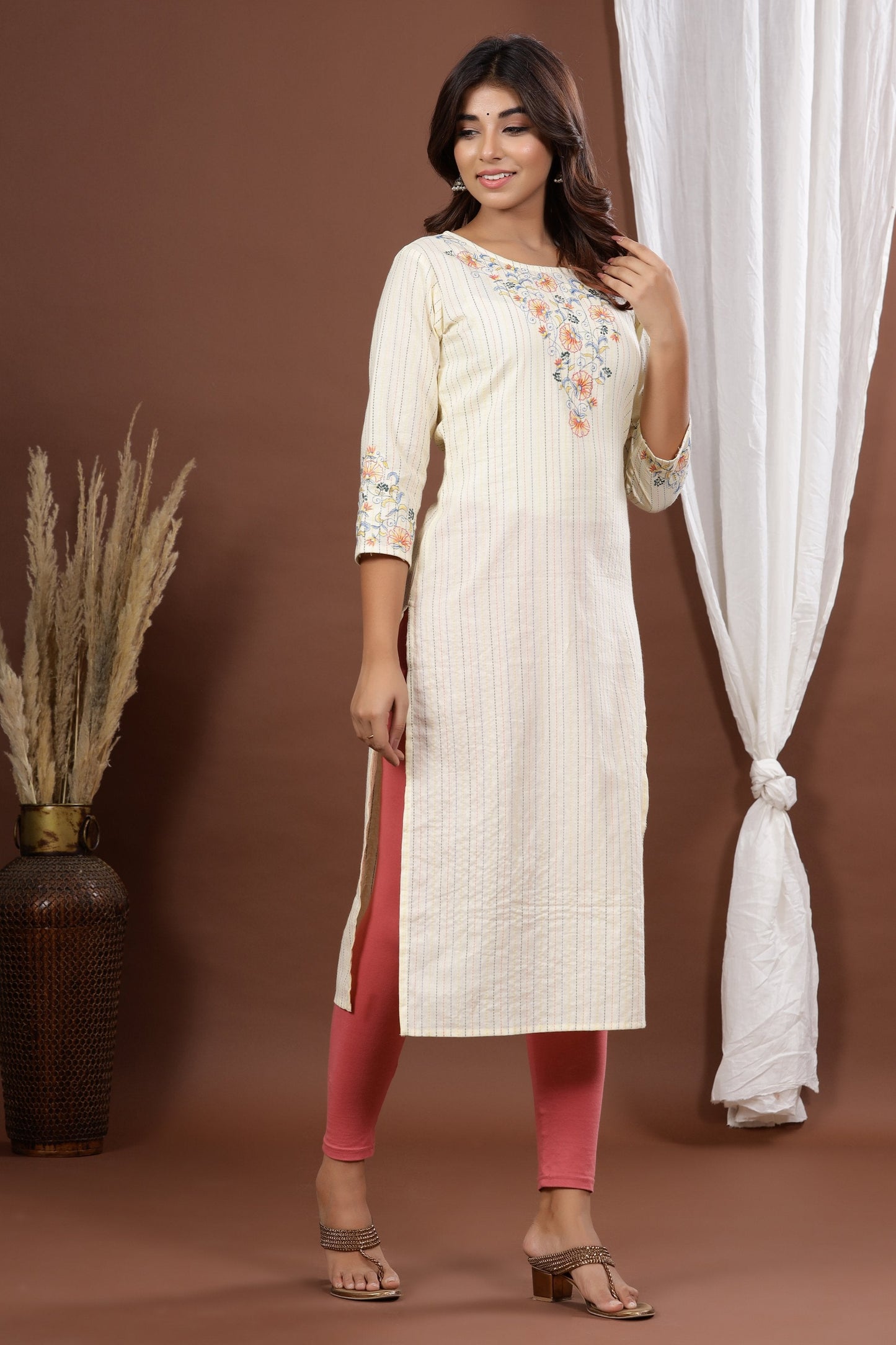 Women's Yellow Embroidered Kurta