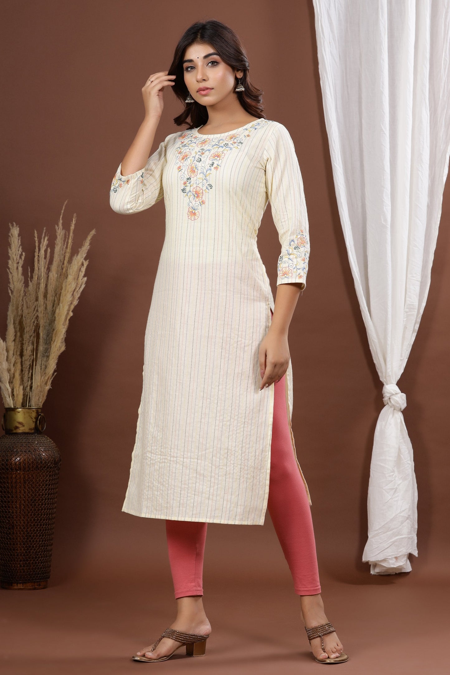 Women's Yellow Embroidered Kurta