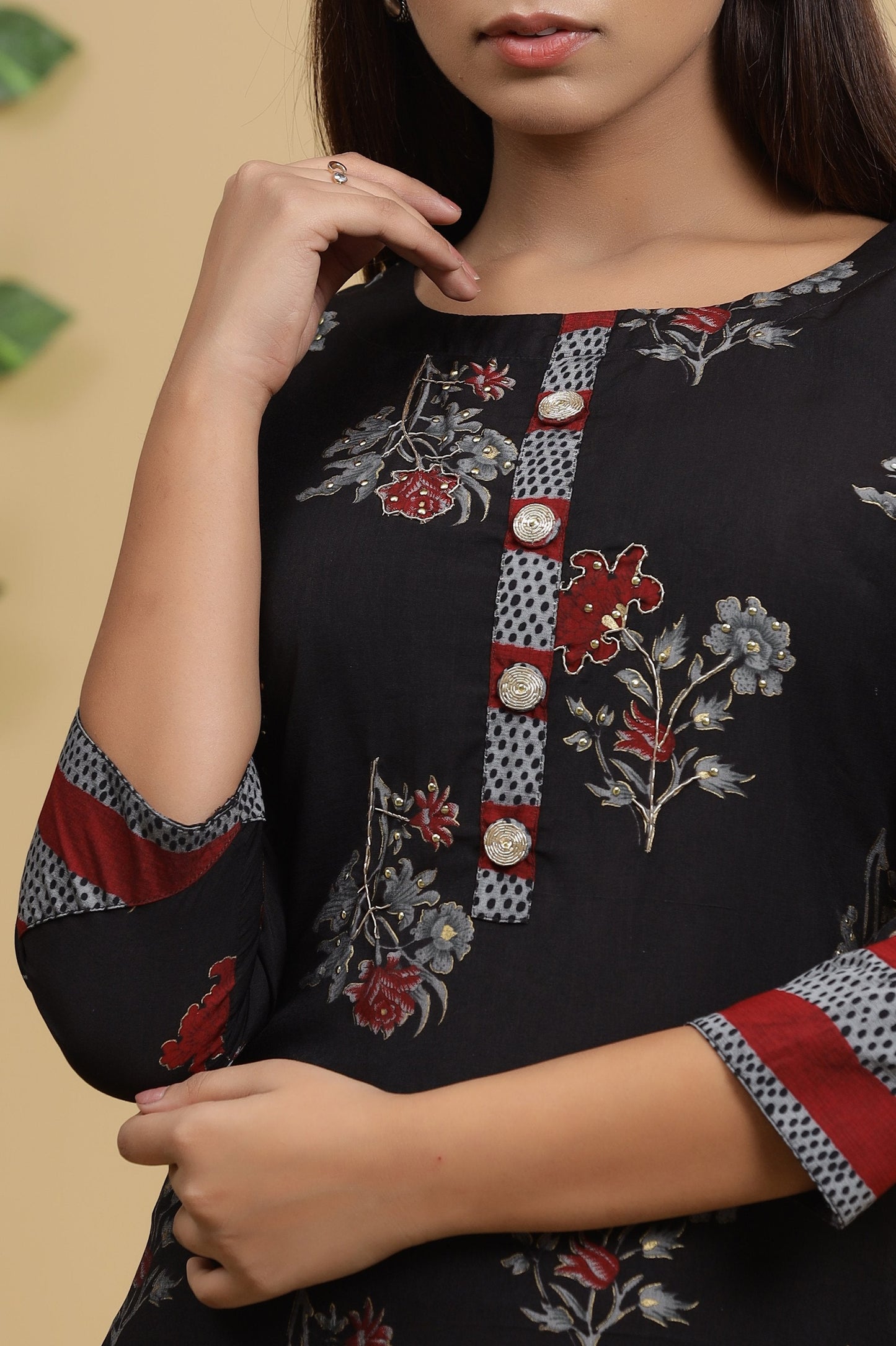 Women's Black Printed Kurta Set