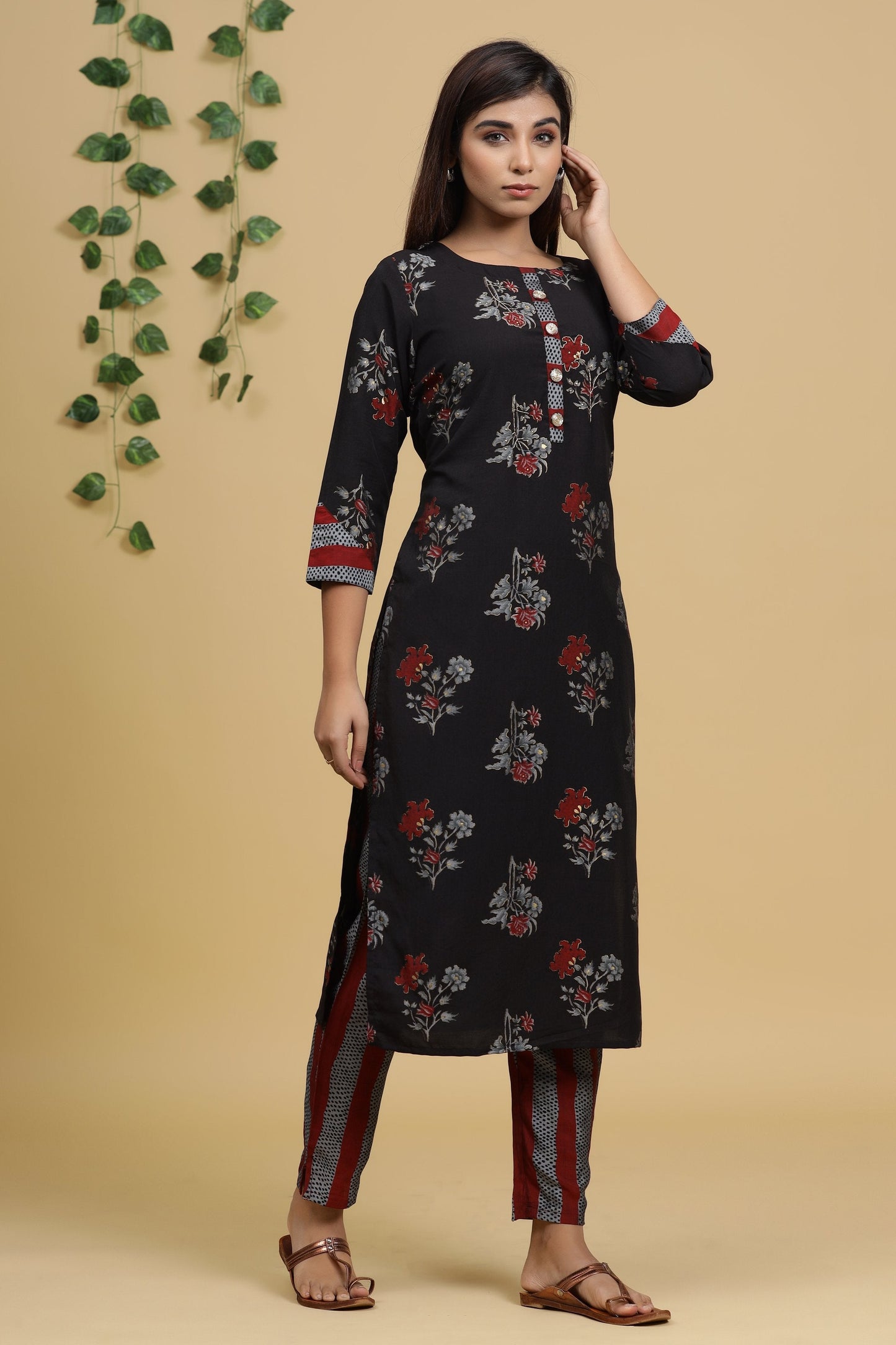 Women's Black Printed Kurta Set