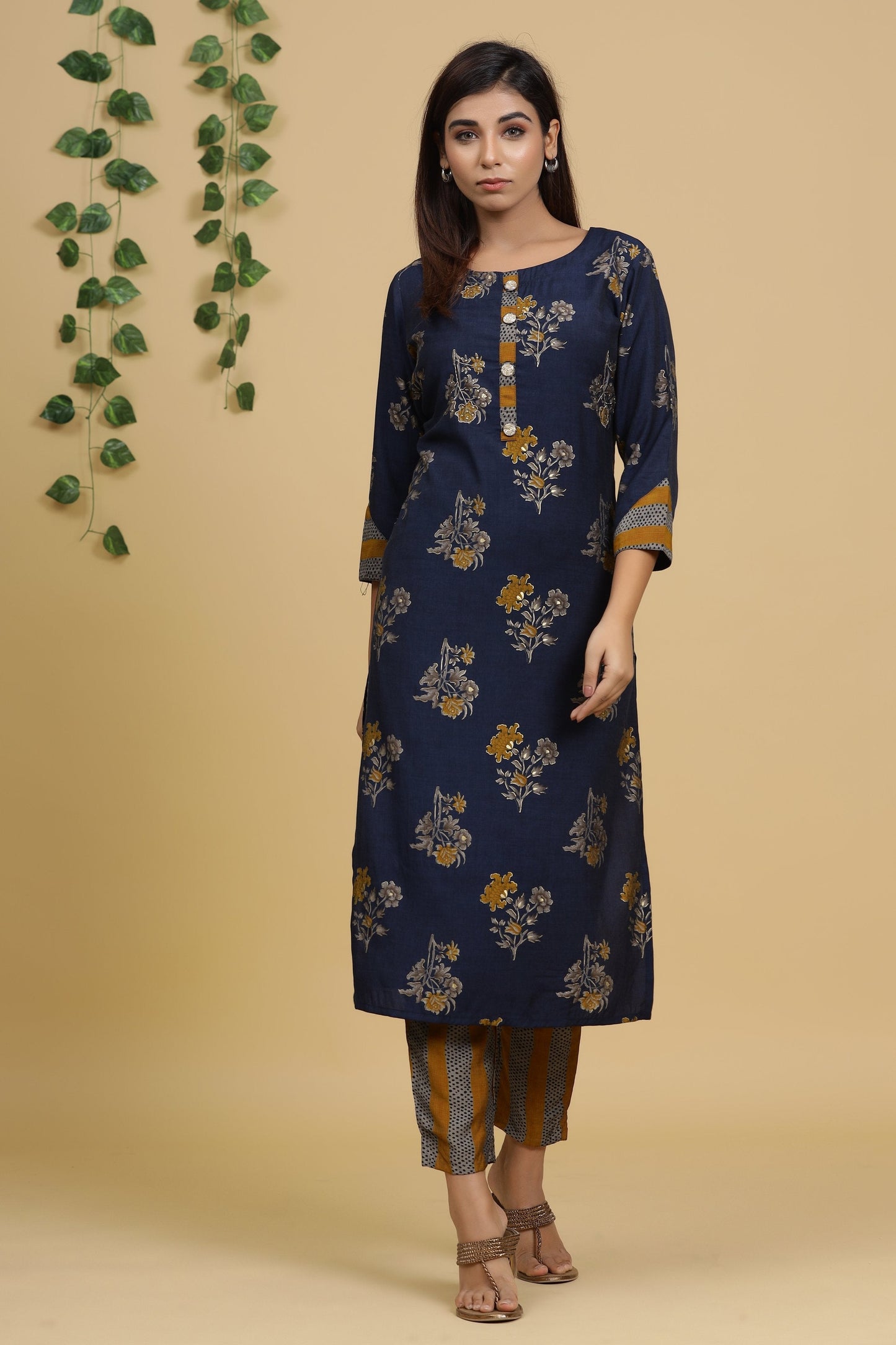 Women's Blue Printed Dupatta Set
