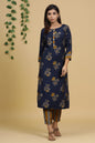Women's Blue Printed Dupatta Set