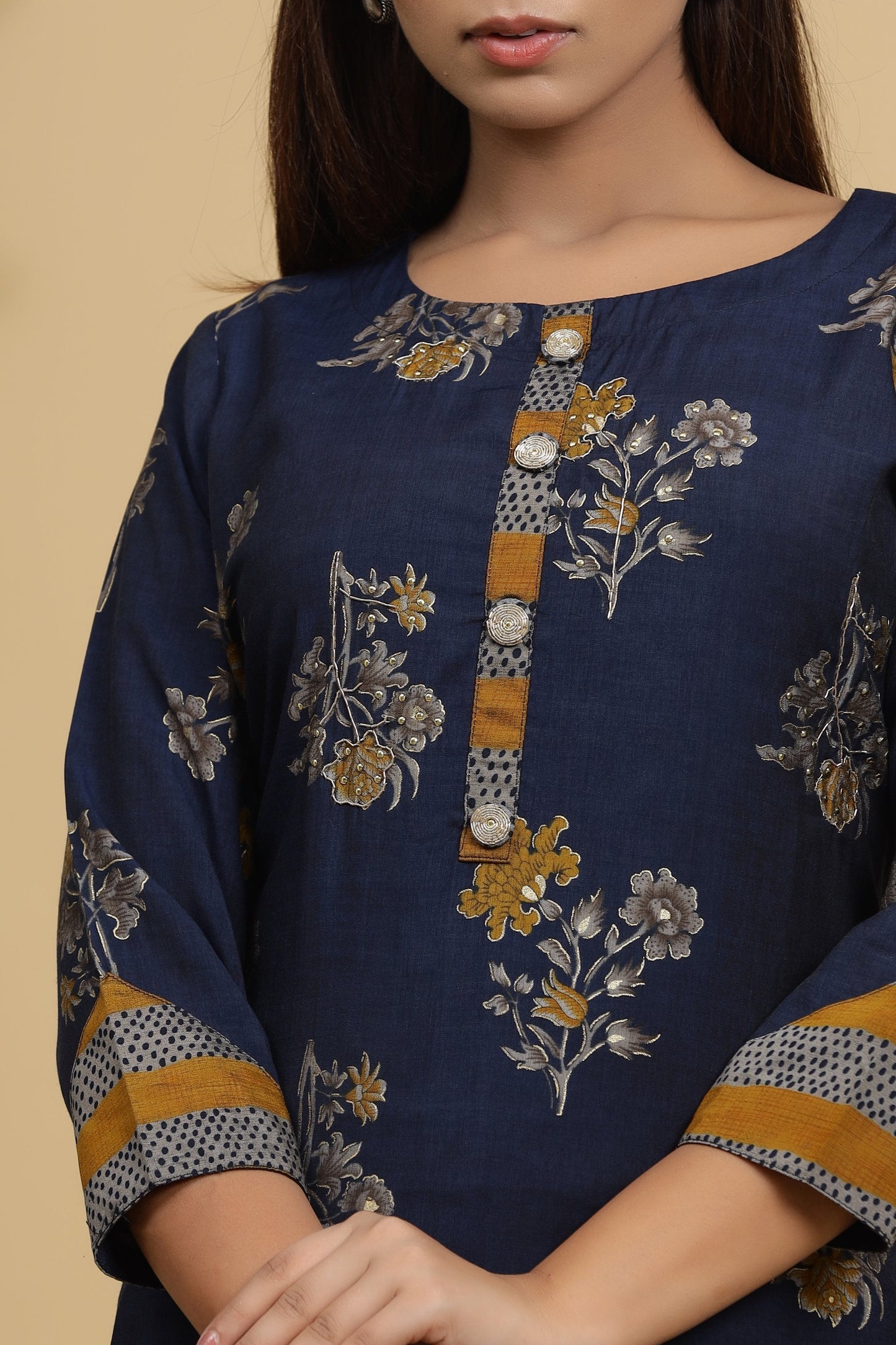 Women's Blue Printed Dupatta Set