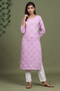 Women's Mauve Embroidered Kurta Set