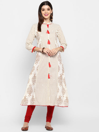 Women's Off-White A-Line Kurta By Vbuyz- (