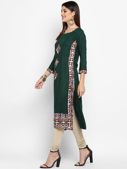 Women's Green Printed Kurta By Vbuyz- (
