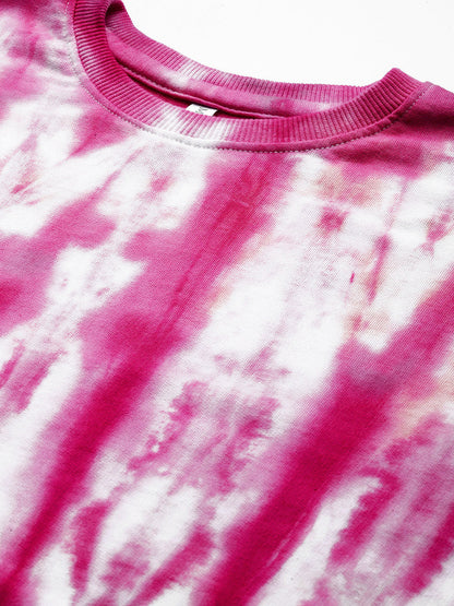 Women's Pink Ombre Dye Sweatshirt With Joggers