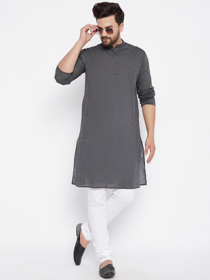 Men's Cotton Striped Grey Kurta