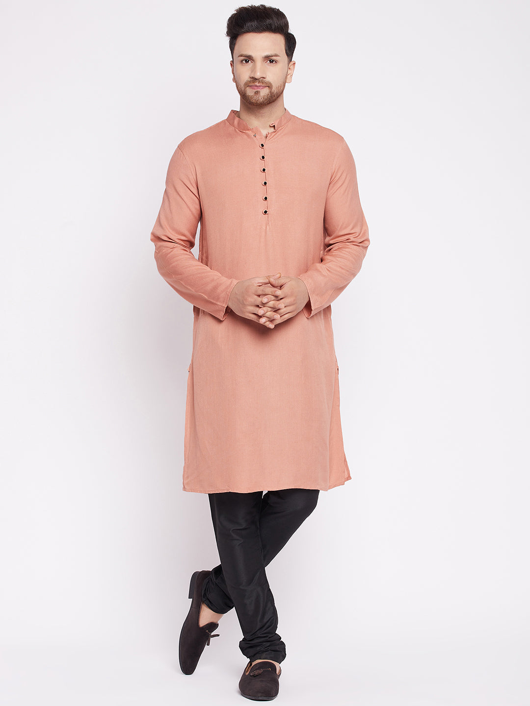 Men's Long Kurta with Band Colla