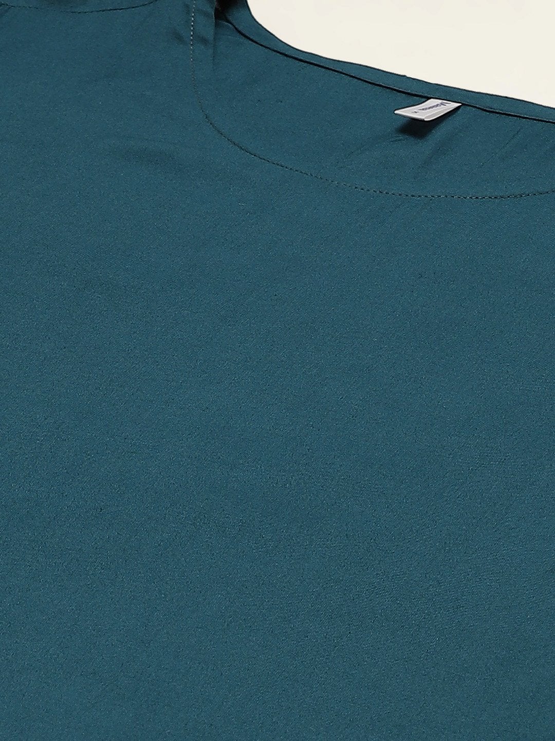 Women's Teal Blue Solid Kurta with Palazzos & Ethnic Motifs Hand Printed Dupatta