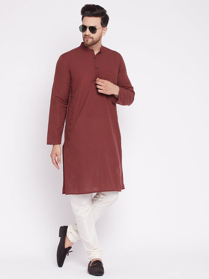 Men's Long Kurta with Band Colla