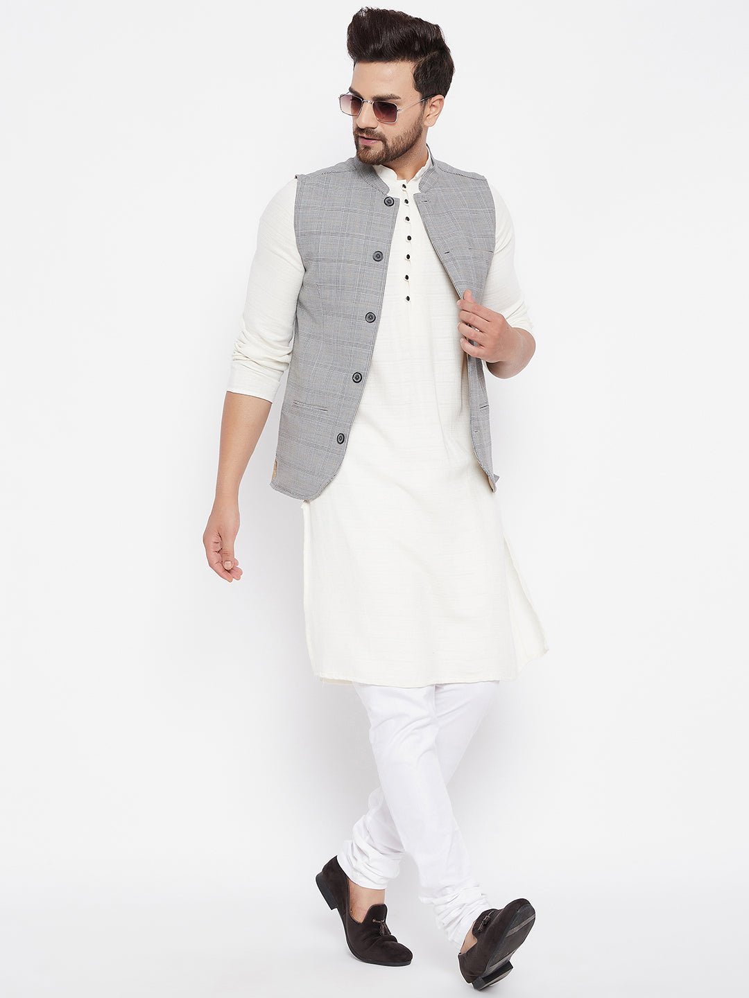 Men's Grey Woven Design Jacket