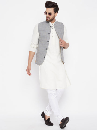Men's Grey Woven Design Jacket