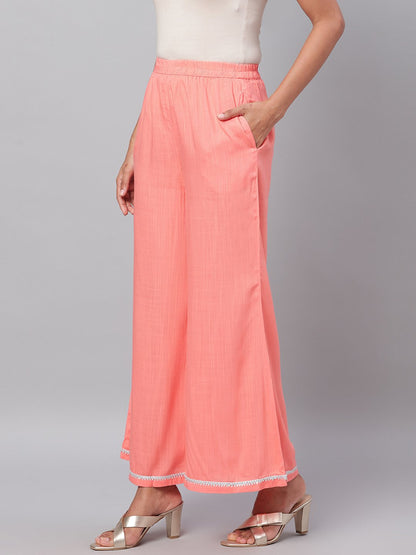 Women's Orange Solid Na Polyester Na Palazzo