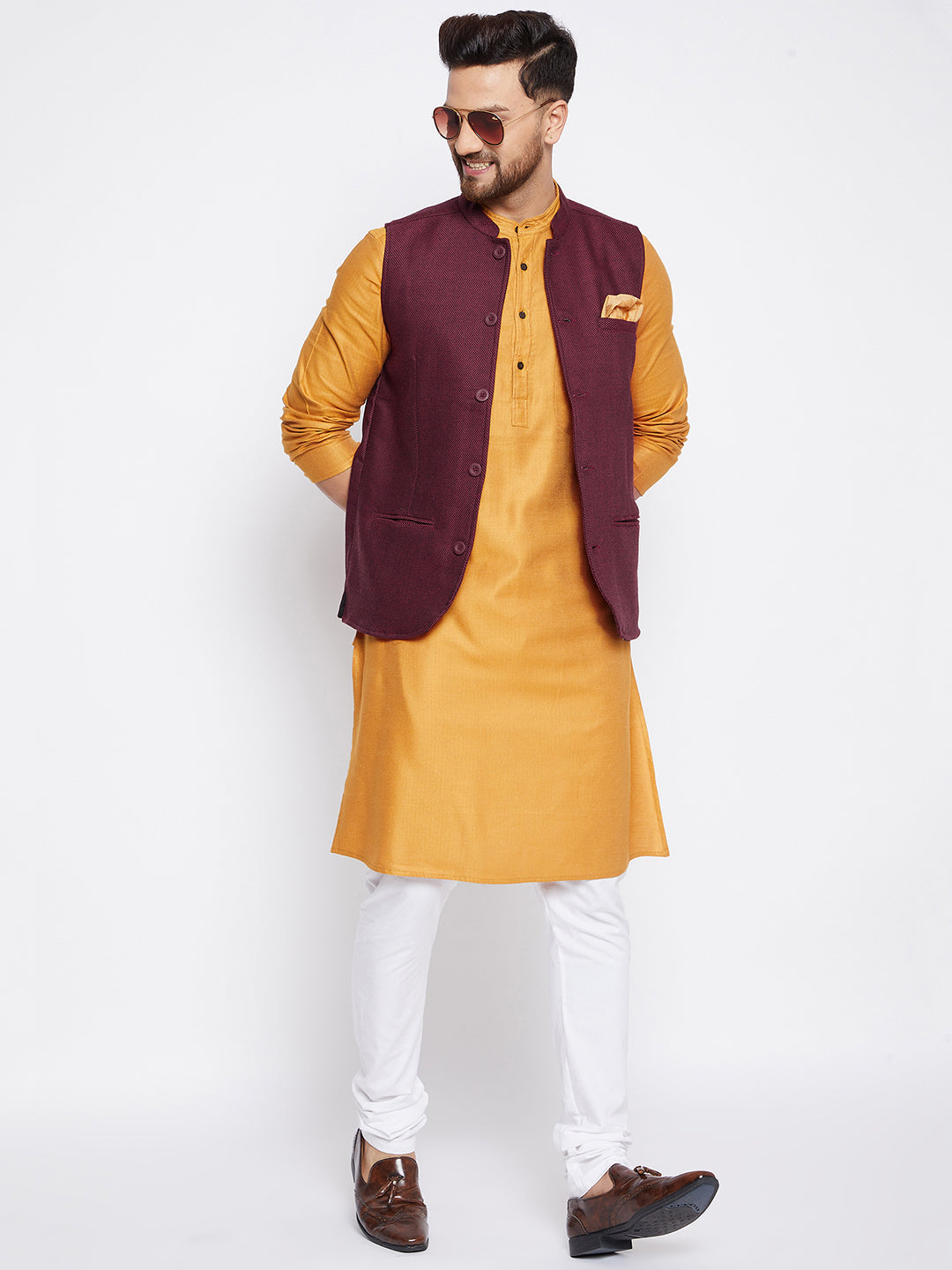 Men's Woven Design Nehru Jacket