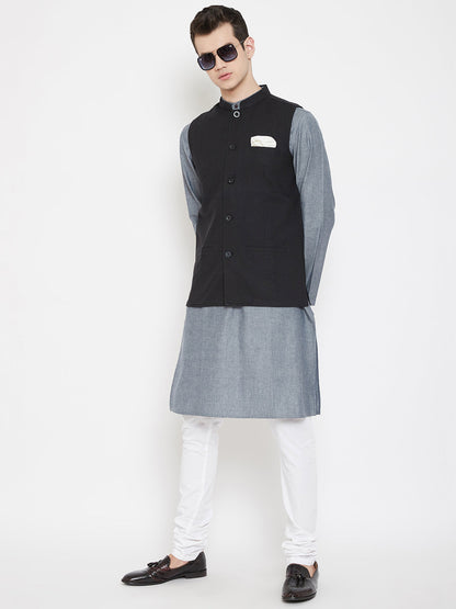 Men's Solid Black Nehru Jacket