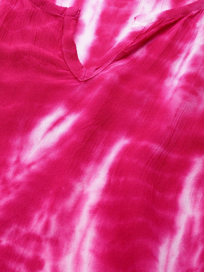 Women's Pink Crepe Kaftan Kurta